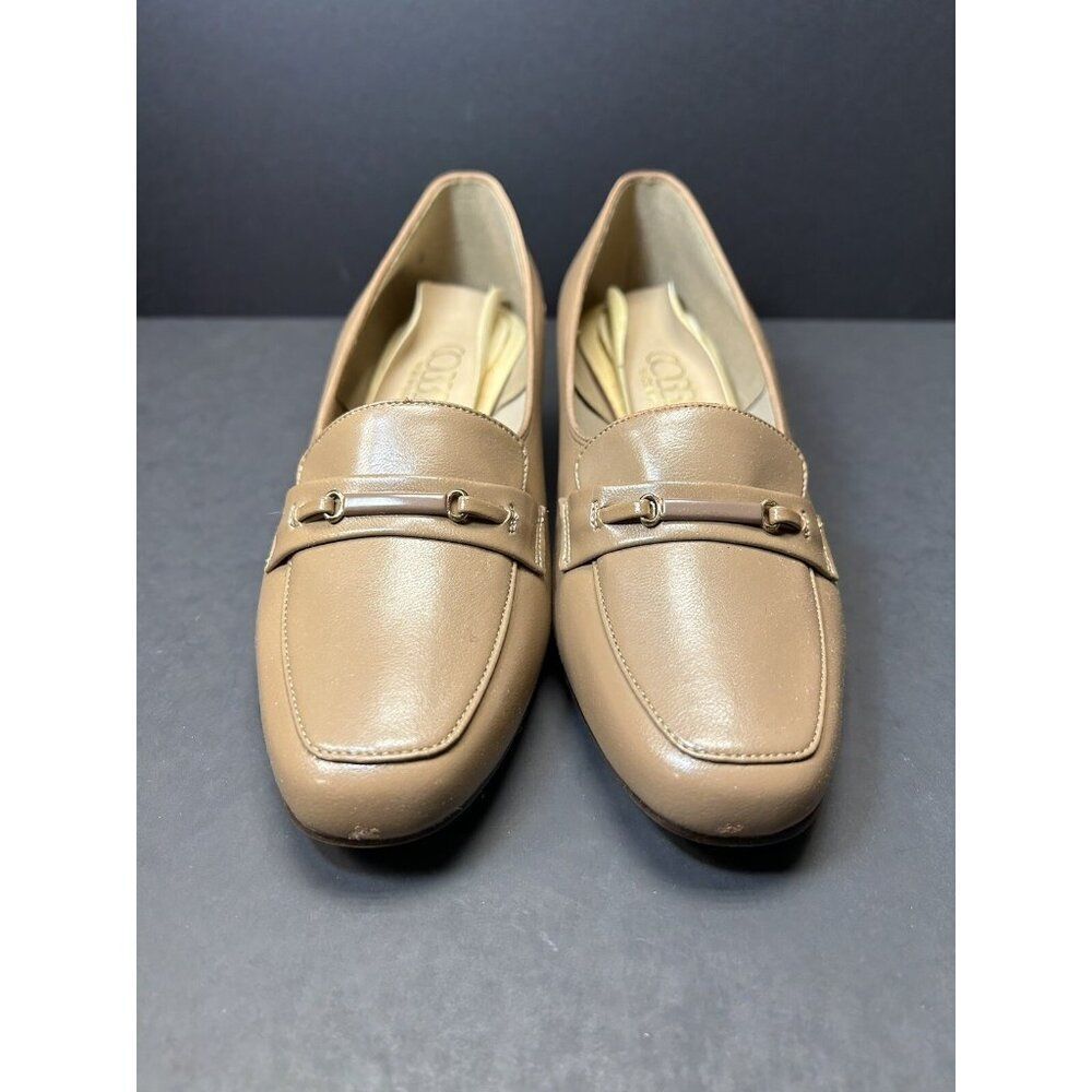 VINTAGE COBBIES Brown/Tan Leather Loafer Heels, Womens Size 6.5 Acceptable